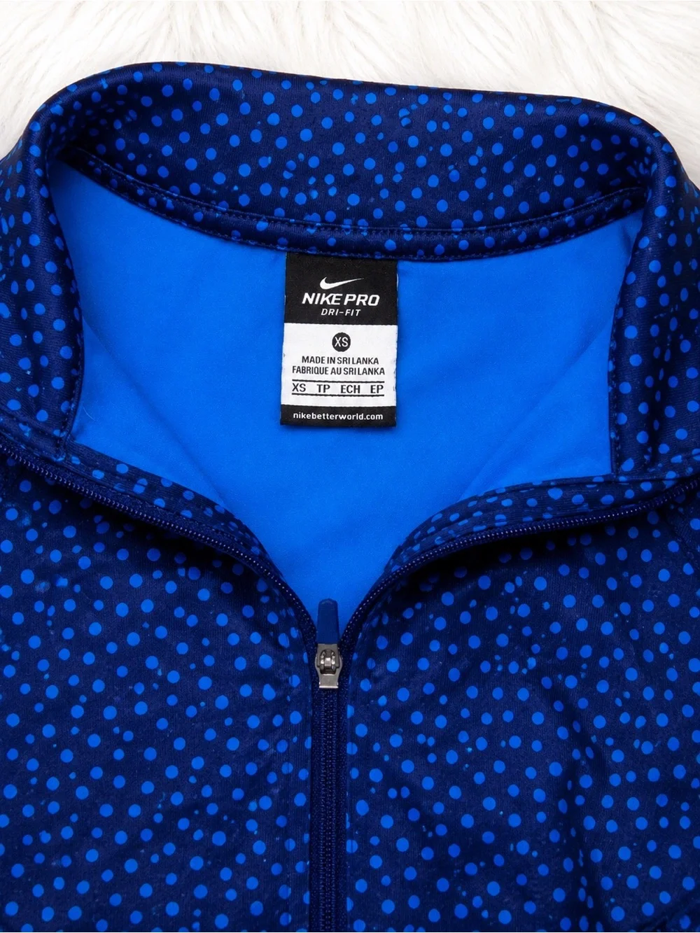 Nike Pro Dri-FIT Blue Quarter Zip Pullover Women’s XS Athletic Running Training